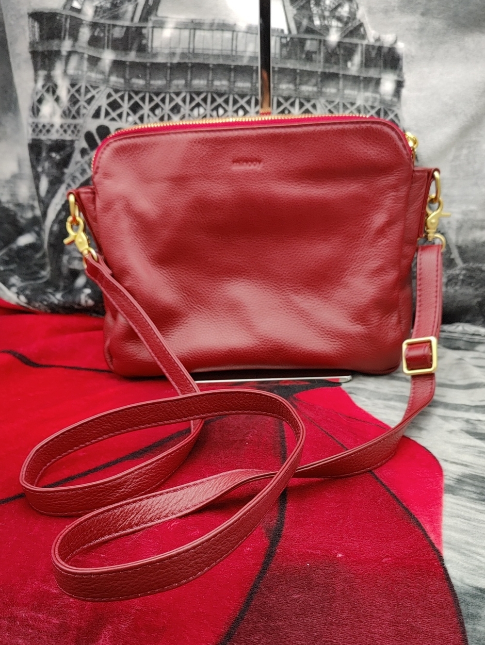 Minooy Bali Three-Layer Leather Crossbody Shoulder & Clutch Bag